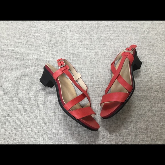 wide red sandals